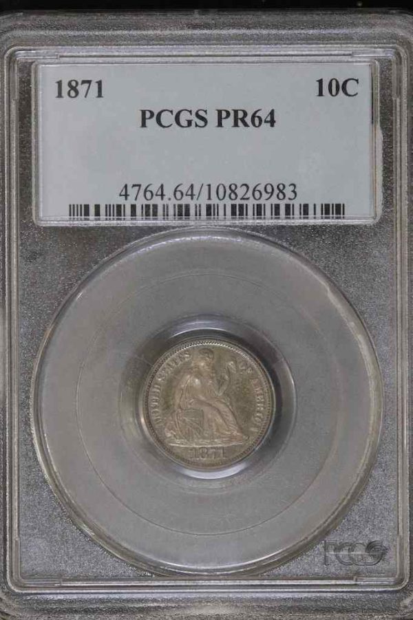 1871 Proof Seated Liberty Dime